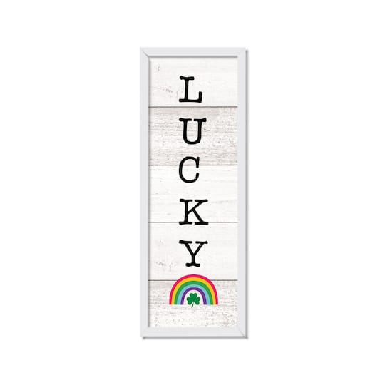 Lucky Wood Slats Rainbow 12&#x22; x 36&#x22; Black Framed Print Under Plexiglass